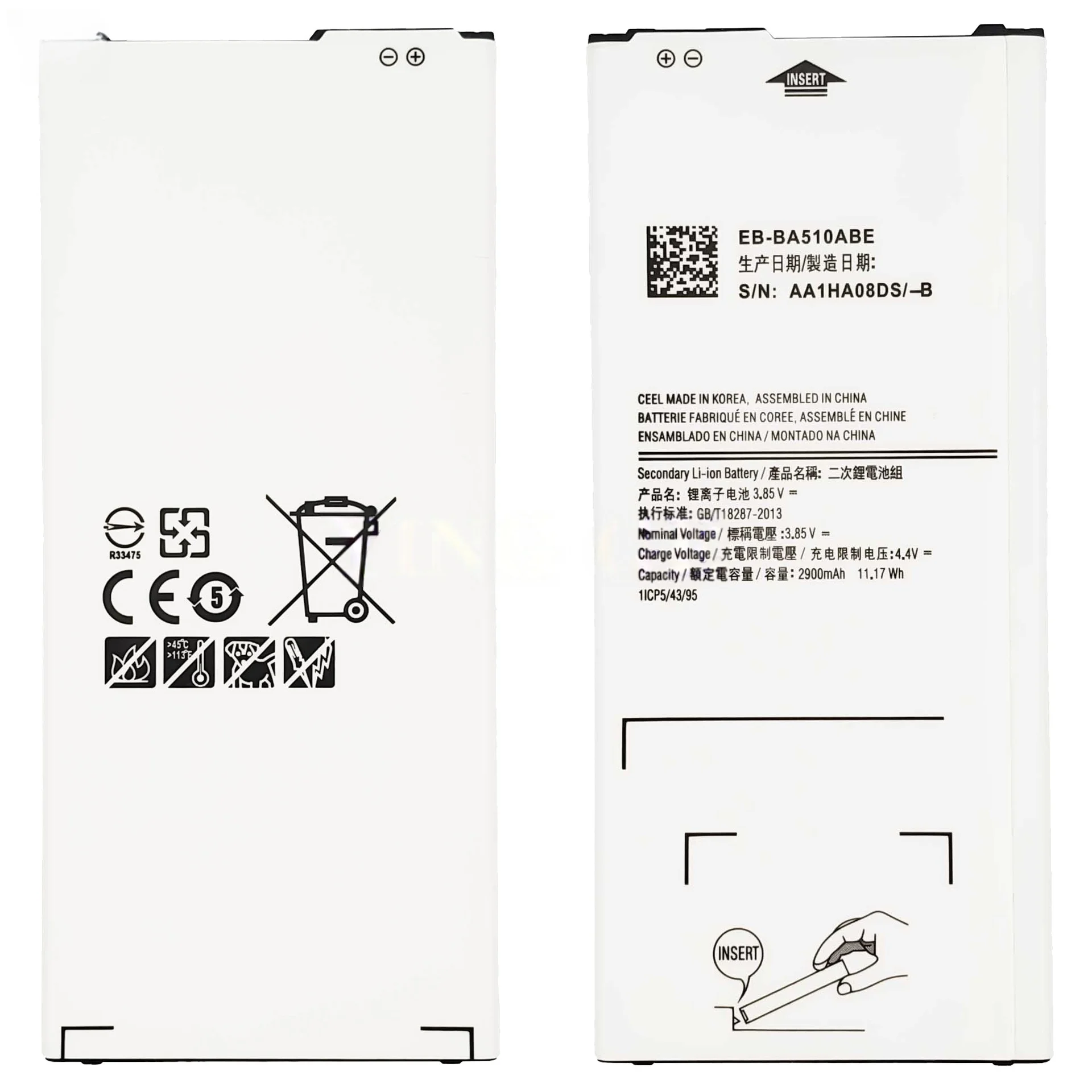 Brand New EB-BA510ABE 2900mah Battery for Samsung Galaxy 2016 Version A5 A510 A5100 Mobile Phone Battery