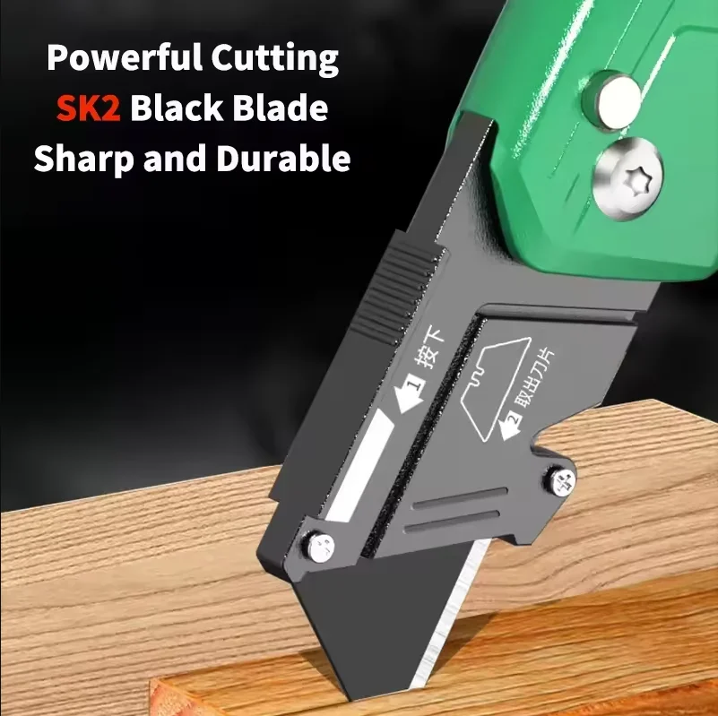 LAOA Heavy Duty Folding Cutting Knife Aluminum Alloy Adjustable Art Knife Wallpaper Knife Leather PCB Acrylic Board - view 4