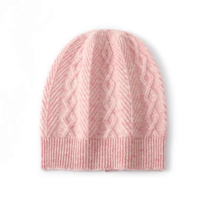 100-純粋なウールの女性の秋冬厚く暖かい耳介帽子屋外カジュアル多用途男性のニット帽子