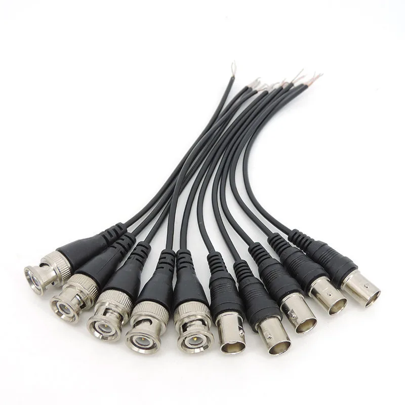 BNC male female cable shielding plug connector Pure copper jumper Q9 monitoring coaxial signal video tail 19cm Welding free