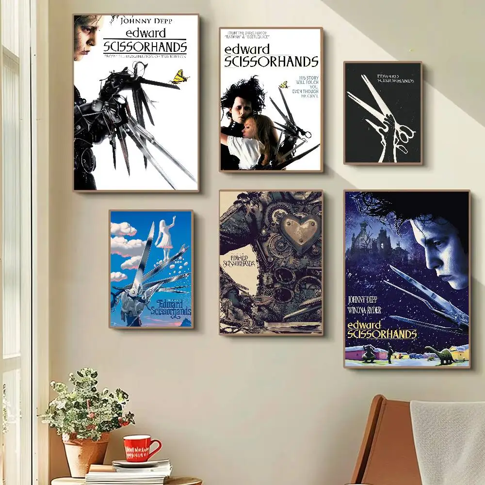 Movie Edward Scissorhands Anime Poster Wall Art For Home Bar Cafe Movie Theater Decor DIY Vintage Print For Un
