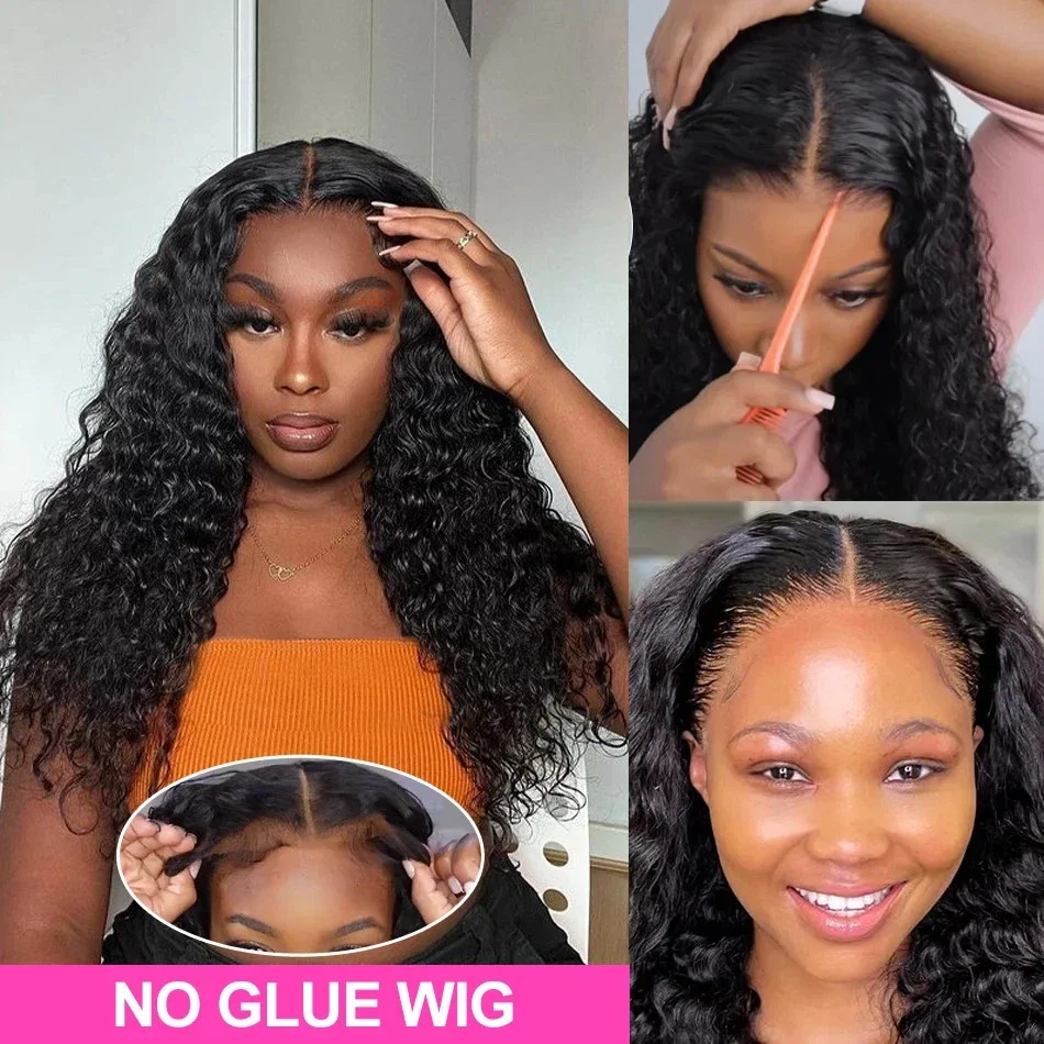 Perruques en cheveux humains bouclés 250% 30 36 pouces HD 4x4 5x5 sans colle, prêtes à porter, transparentes, à ondulations profondes lâches, en cheveux brésiliens Remy pour femmes