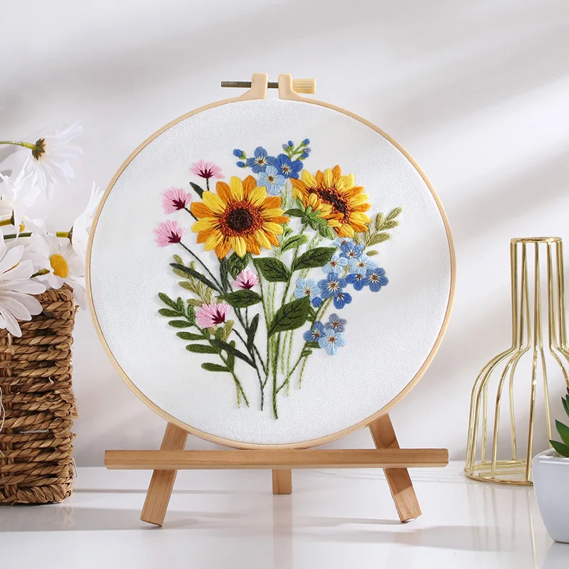 New Flower Embroidered Kit for Beginner Handmade DIY Material Pack
