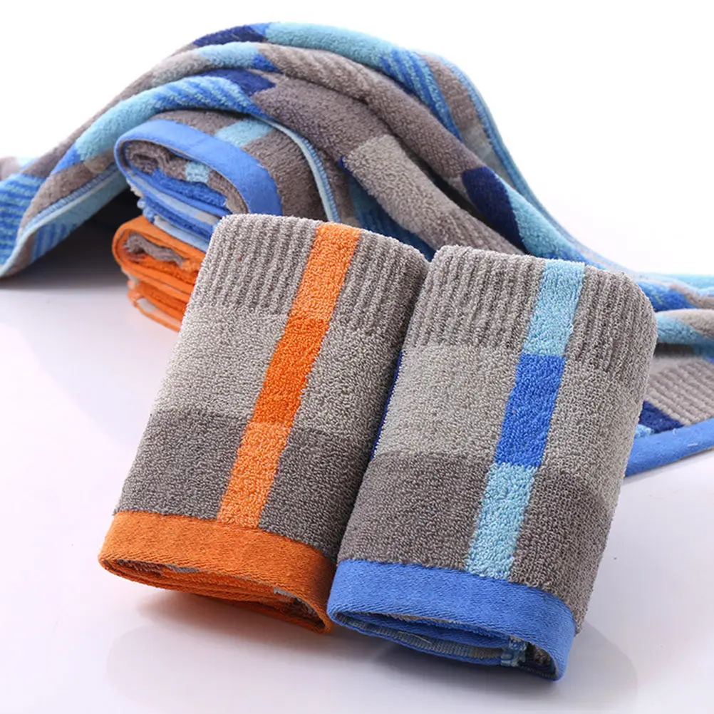 Thicken Wash Face Towel Grid Cotton Towels Bath 35x75 High A