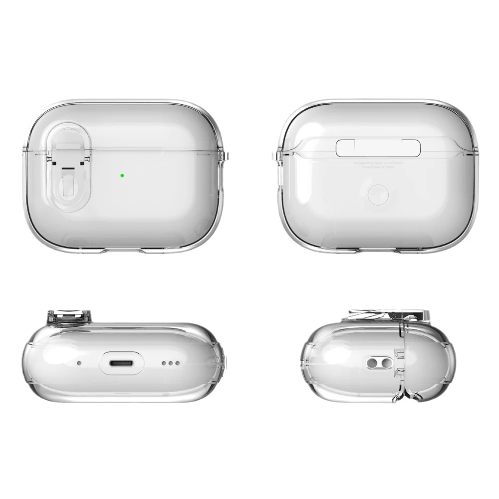 Funda transparente de cristal para auriculares Bluetooth inalámbricos para Airpods Pro 2 2. ° TPU cubierta de bloqueo de interruptor transparente