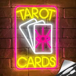 Tarot Cards Neon Sign LED Psychic Open Shop Window Decor Pink Tarot Cards Neon Light for Room Wall Decor Business Neon Light