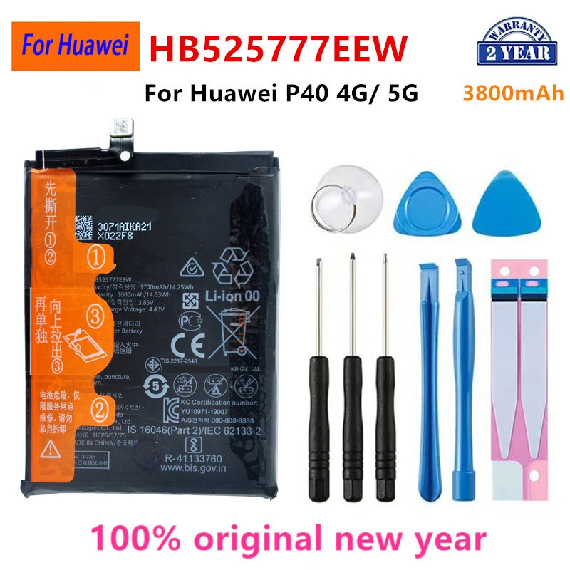 100% Orginal  HB525777EEW 3800mAh Phone Battery For HUAWEI P40 4G 5G Replacement Batteries+Tools