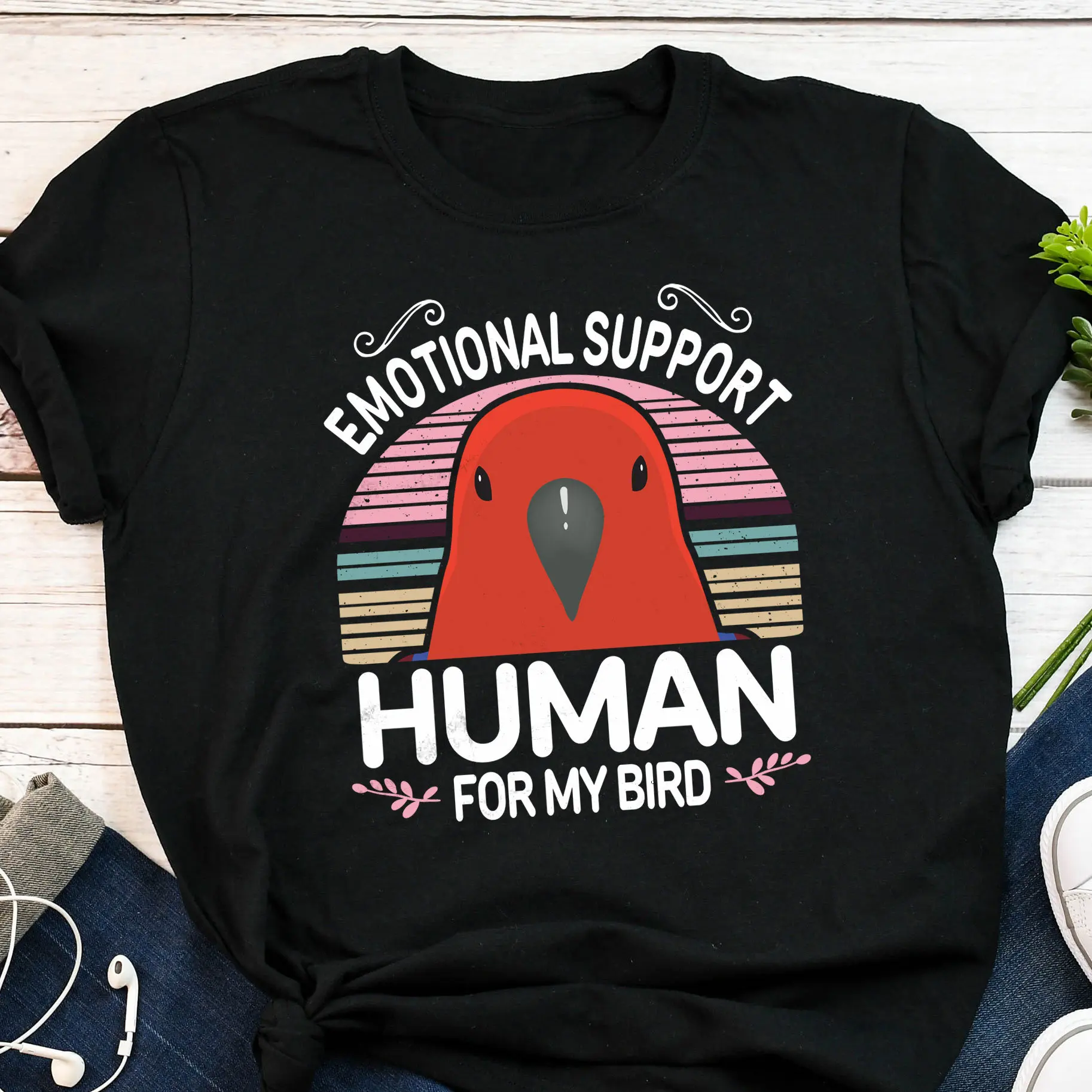 Female Eclectus Parrot T Shirt Funny Lover Cute Bird Pet Red Mom Dad Emotional Support Esa