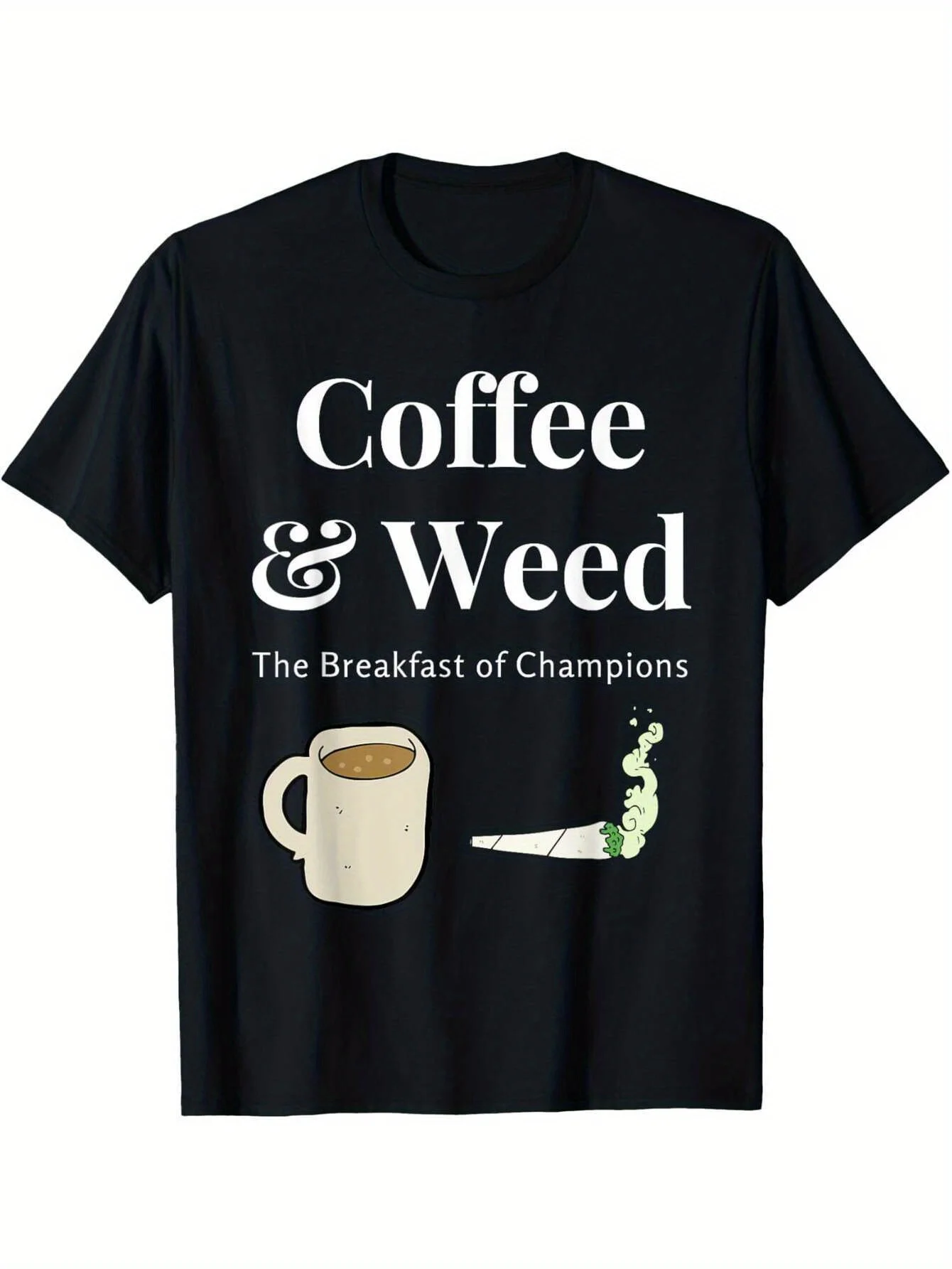 

Мужская повседневная хлопковая футболка — «Кофе и травы» с юмористическим рисунком, с коротким рукавом, круглым вырезом, свободная посадка для повседневной одежды