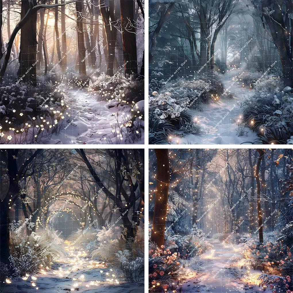 Mehofond 눈 숲 사진 배경 웨딩 풍경 장식 Photozone 생일 파티 초상화 배경
