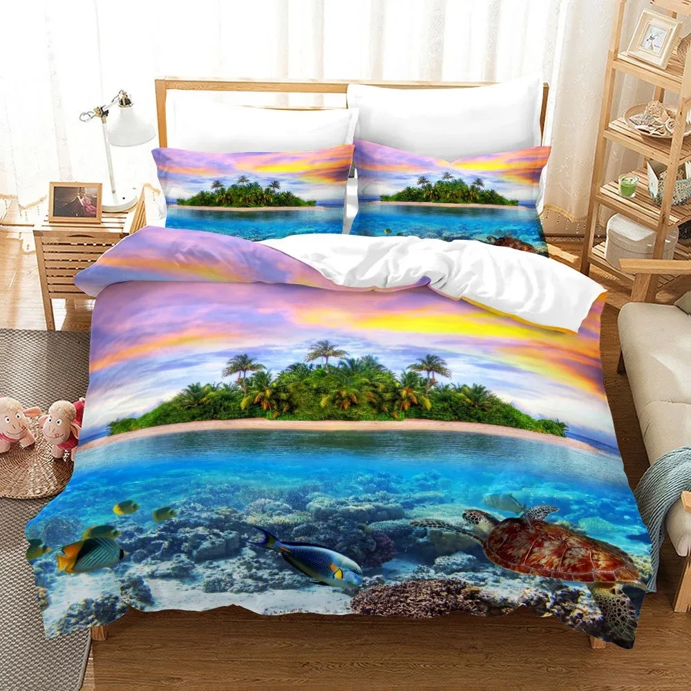 

Dolphin Turtle Bedding Set 3D Print Quilt Cover Bed Linen Sea Animals Scenery Comforter Set Kids Boys Duvet Cover Set