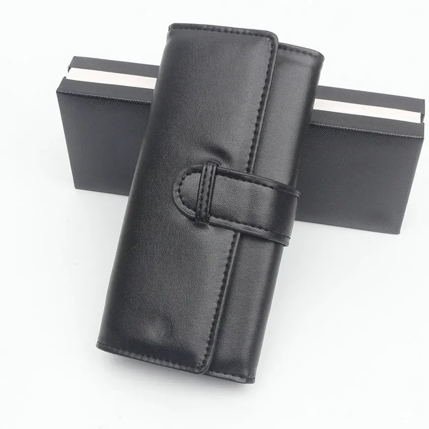 Luxury MB Black Leather Pen Bag High Quality Single Double Pencil Cases Office School Stationery Supplies Pens Holder