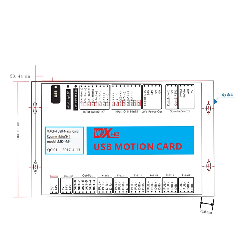 MK3-M4 3-Axis/ MK4-M4 4-Axis/ MK6-M4 6-Axis MACH4 CNC Breakout Board 2000KHz USB Motion Card for Engravers Lathe Machines