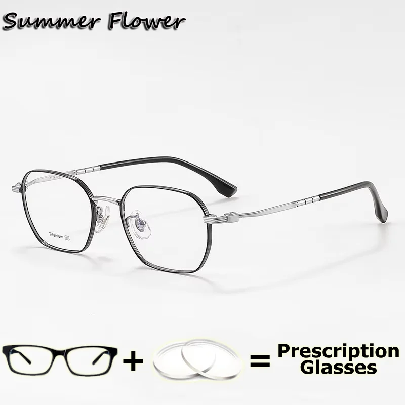 

Men Fashion Prescription Glasses Small Circle Pure Titanium Spectacle Woman High Graduate Optical Gafas Recipe Lens Eyewear