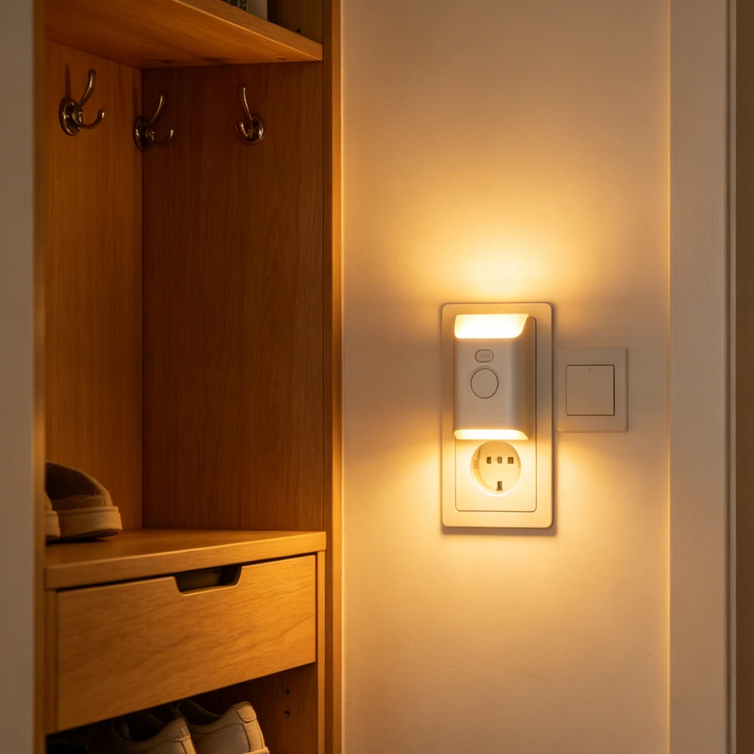 Plug-in Night Light Strip Motion Sensor Plug, Wall-Mounted 220-240V EU Socket, Three Brightness Levels Adjustable, Suitable for