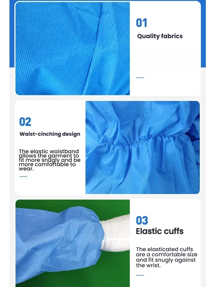 5Pcs Disposable Royal Blue Sf Hooded Coveralls, with Hood/Front Zipper/Elastic Cuffs, Individually Packaged, Lightweight and Easy to Wear, Unisex, Suitable for Industrial and Agricultural Applications, Available in Five Sizes: L-Xxxxl