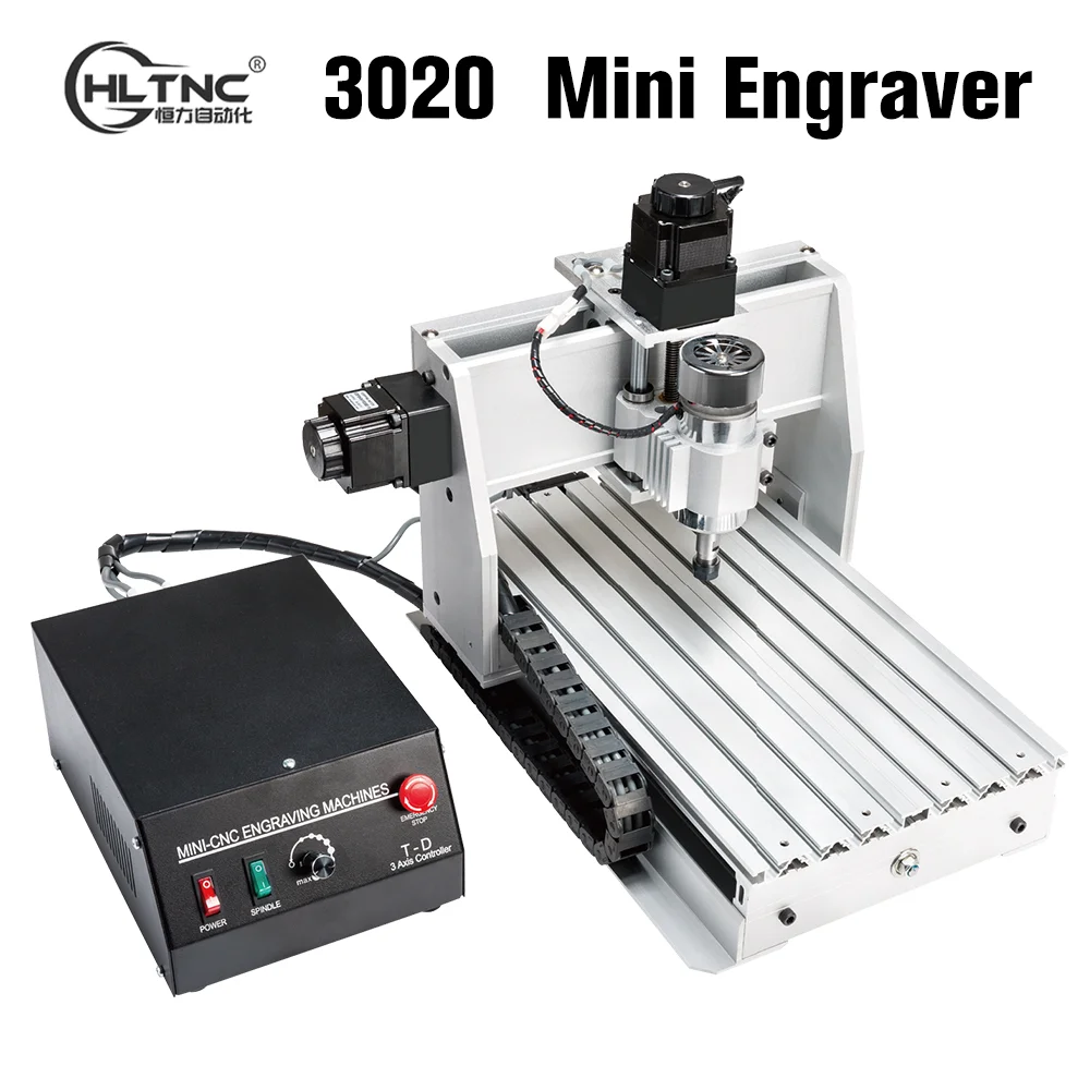 HLTNC 3020 3/4 axis Mini CNC Router 300mm x 200mm Wood Working Engraving Milling Machine With cnc Controller Box 300W Spindle