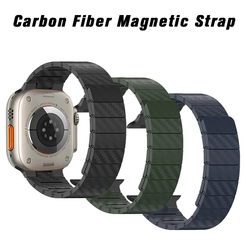 Magnetic Carbon Fiber Strap for Apple Watch Ultra 49mm Band 45mm 42 44mm 38 40 41mm Men Bracelet for iWatch Series 8 7 6 5 se 4