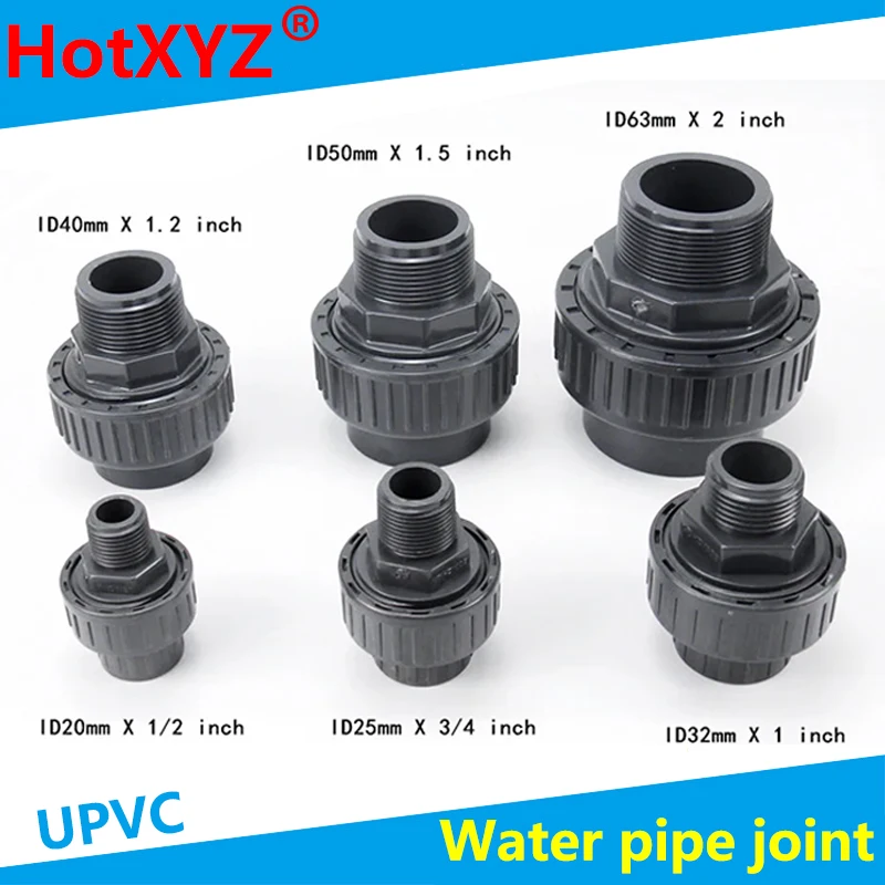 UPVC Union Pipe Fittings Union Water Pipe Connector Plastic Tube Adapter Garden Plant Irrigation Accessories 1 Pcs