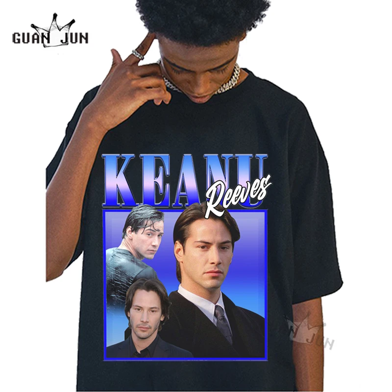 KEANU REEVES Homage T-shirt for Women Men\'s Graphic Print T Shirt Birthday Gift for Her Vintage 90s Nostalgia Short Sleeve Shirt