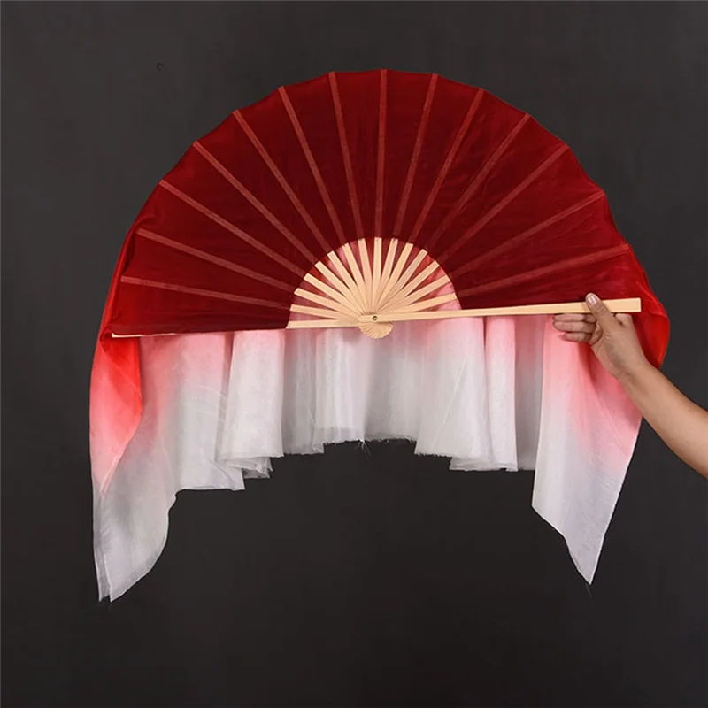 AEB0-حجاب مروحة الرقص الملون المصنوع يدويًا حجاب الرقص الشعبي للنساء زوج واحد من طبقتين حجاب الرقص الحريري الخفيف صبغ اليد (1L + 1R) #6