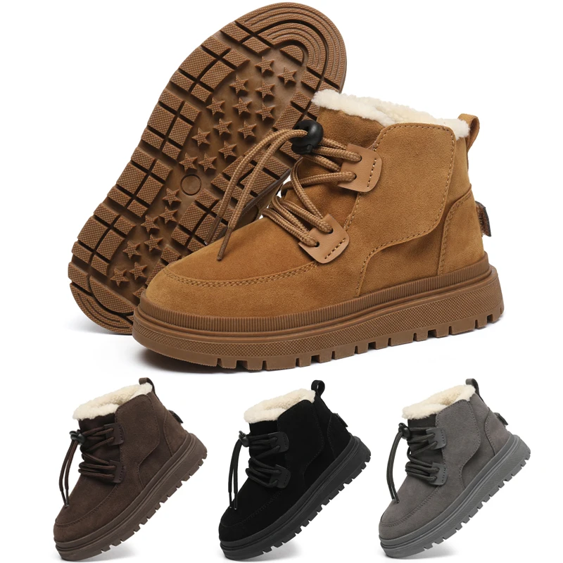 

Children's Snow Boots Sneakers Winter Boys Plush Cashmere Thicken Warm Ankle Boots Girls Non-slip Outdoor Shoes Kids Footwears