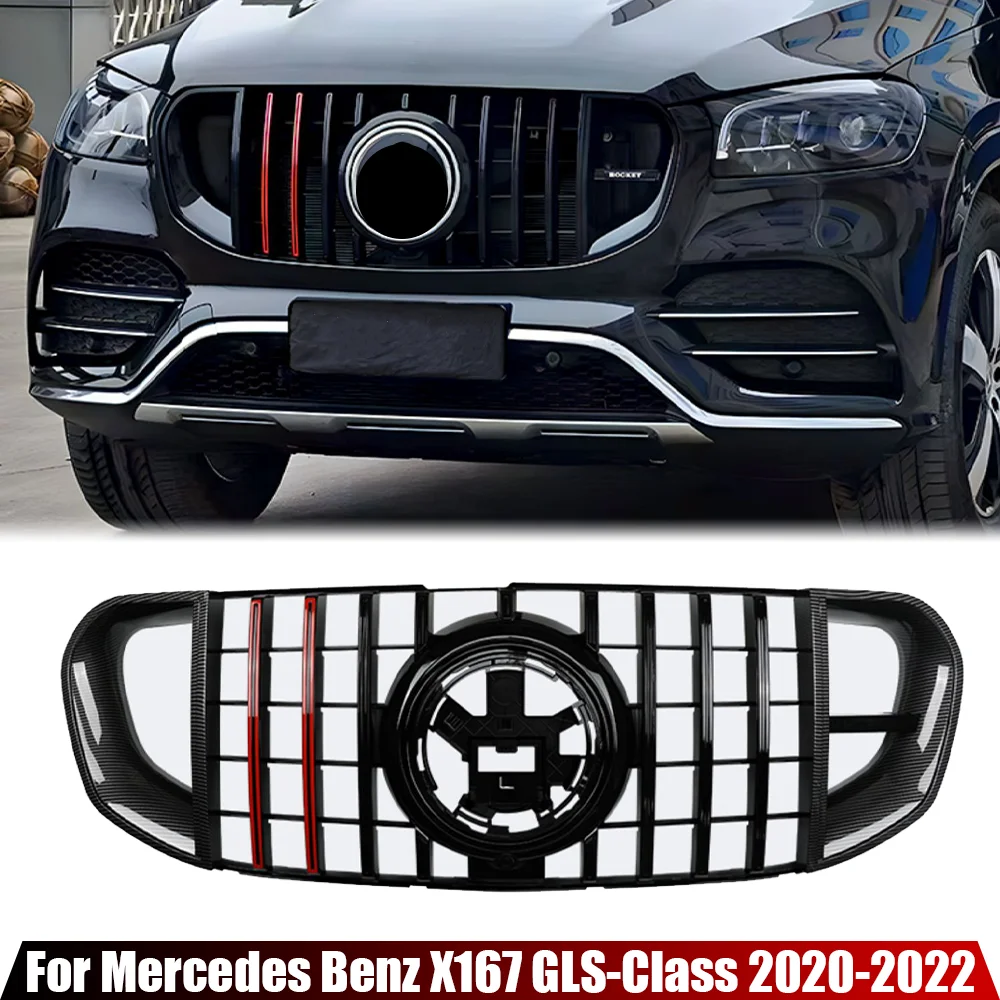 

Front Bumper Grille Hood Grill For Mercedes Benz X167 GLS-Class 2020 2021 2022 GLS450 GLS580 For Brabus Style Racing Grille