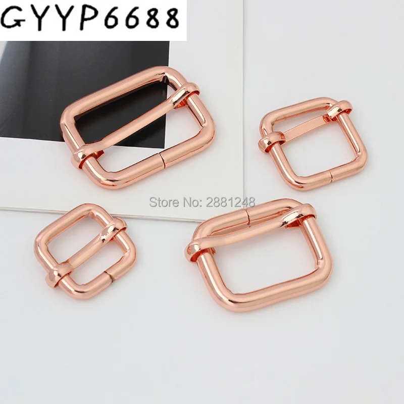 

10-30pcs 6 colors 16mm 20mm 26mm 33mm Rose gold Slider buckle DIY Belt Ribbon Roll Buckle Strap Adjuster Tri-glide Buckle