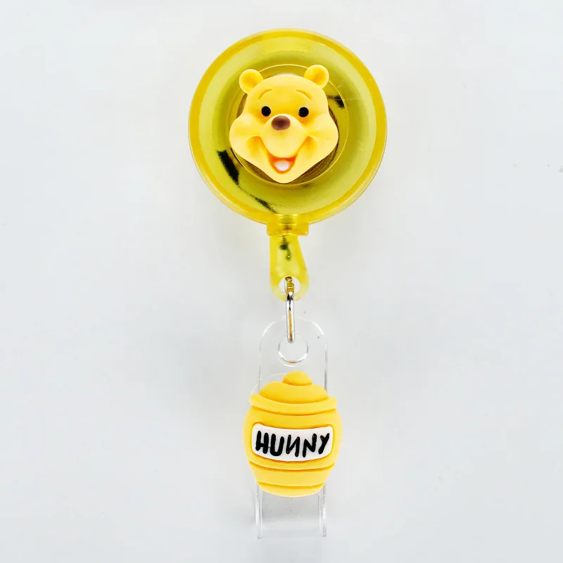 Cute Winnie the Pooh Lotso For ID Card Holder Scalable Toggle Clip Employee Card Doctor Nurse Chest Card Student Bus Card Holder