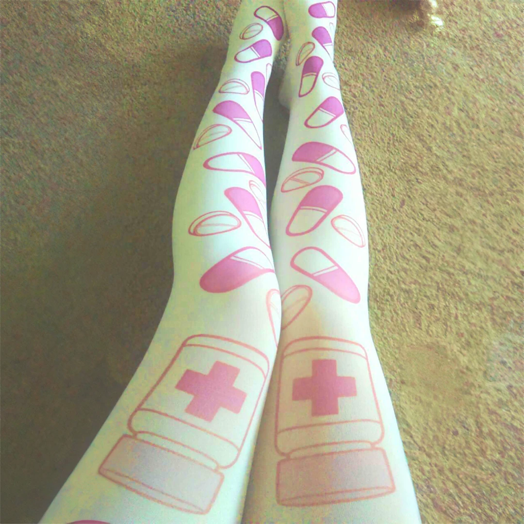 Cute Stockings Chic Streetwear 2000s Y2k Style Vintage Harajuku White Punk Letter Print Long Women Socks Y2K JK Cosplay Emo Girl