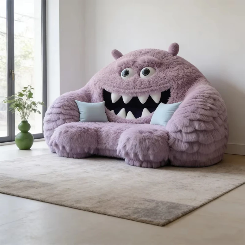 Large monster shape plush sofa bed comfortable fluffy bedroom seat beautiful game room furniture cute children's gift bench