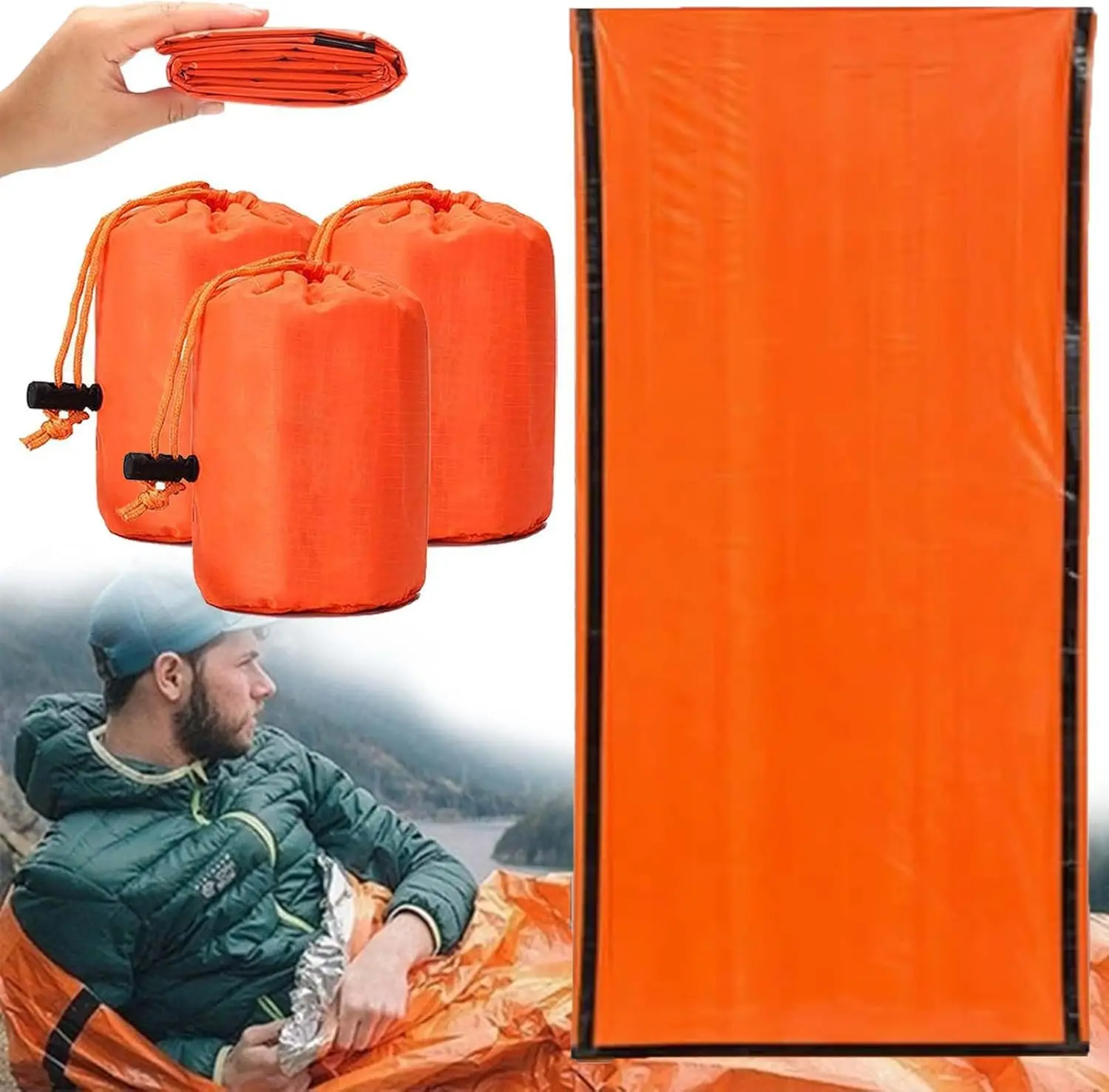 

Emergency sleeping bag, waterproof emergency sleeping bag, pocket sized survival blanket, suitable for outdoor camping and hikin