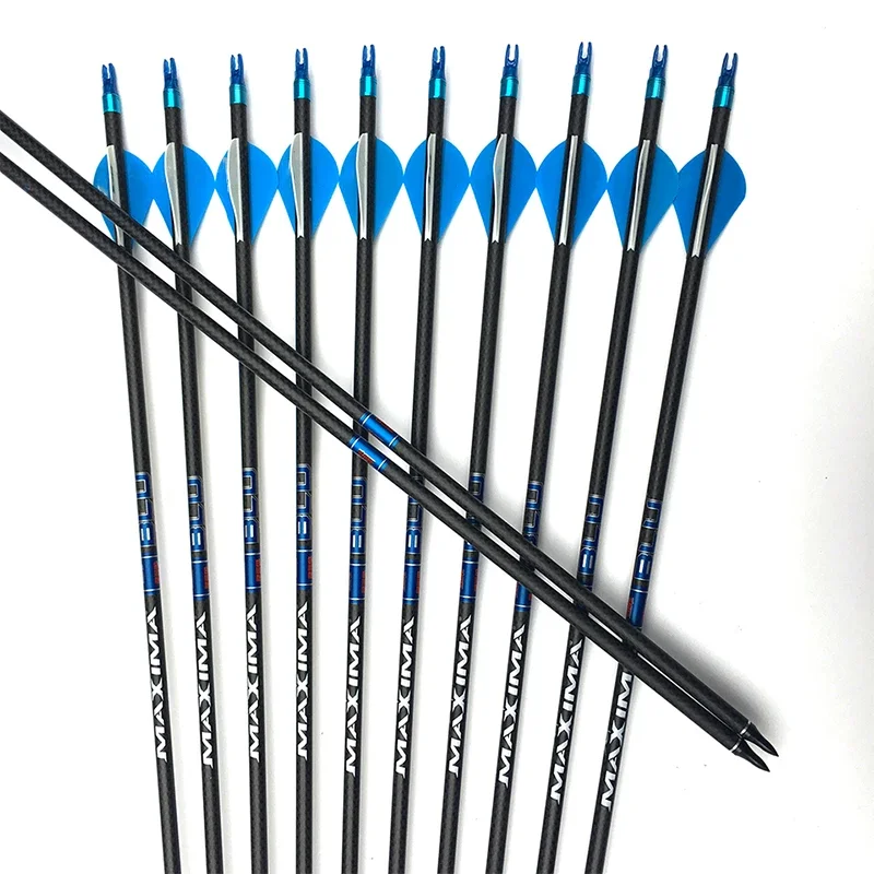 12pcs Archery 3K Weave 100% Carbon Arrow Sp400 500 32