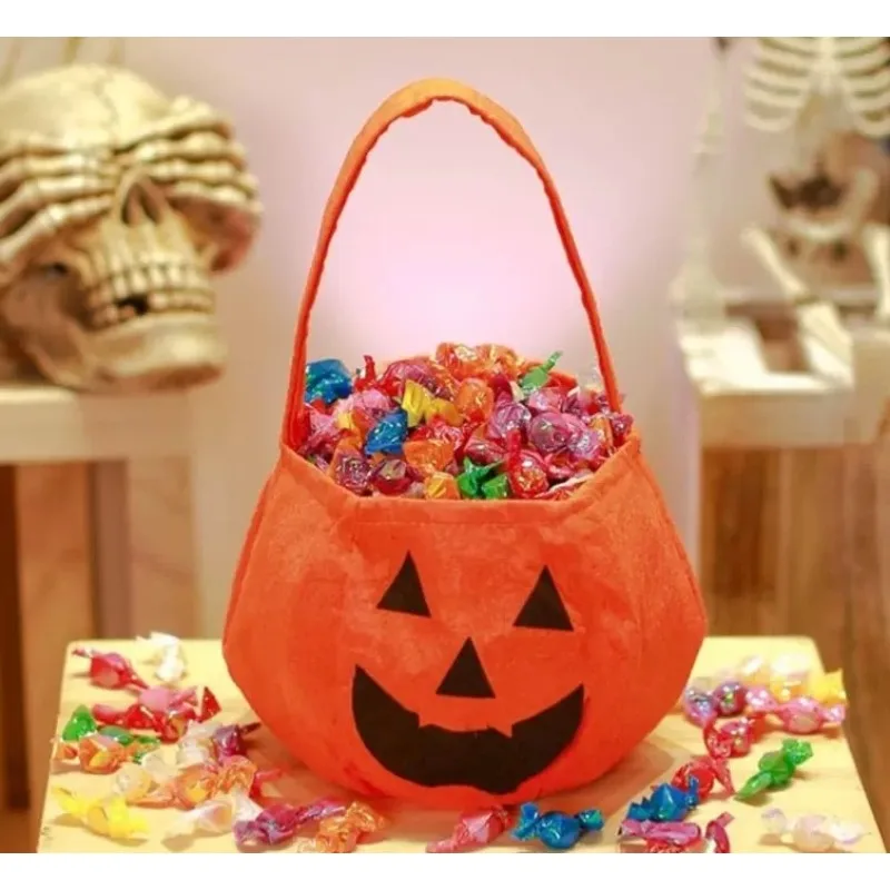Halloween Candy Bag Cute Creativity Pumpkin Modeling Large Capacity Storage Bag Trick or Treat Non-woven Handbag Without Candy