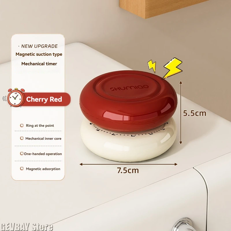 One‑Hand Twist Magnetic Mechanical Timer, No‑Battery Operated Cooking Time Reminder, Kitchen Practical Gadget