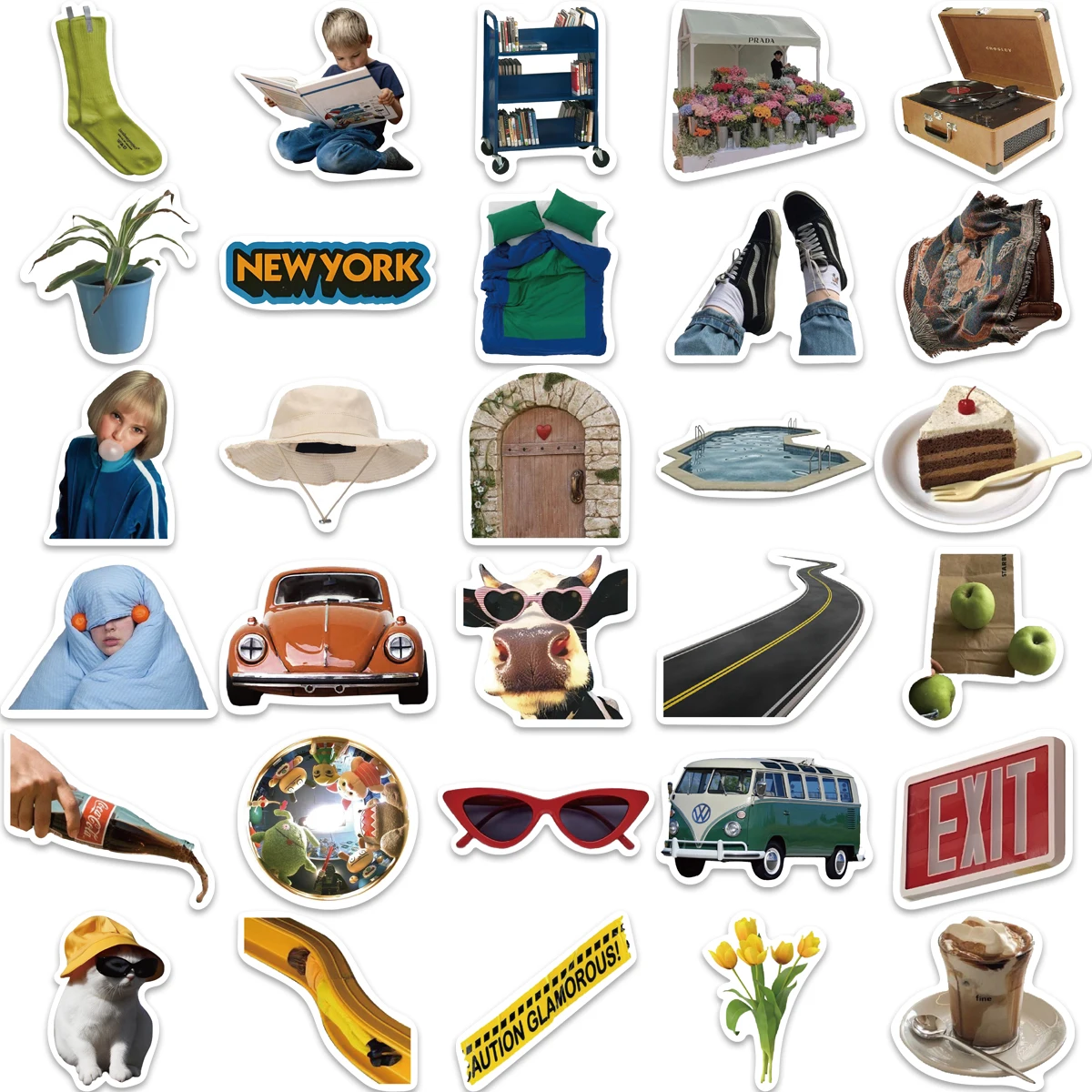 10/63PCS INS America Fashion Stickers Decor Vintage For DIY Kids Notebook Luggage Motorcycle Laptop Refrigerator Decal Toys