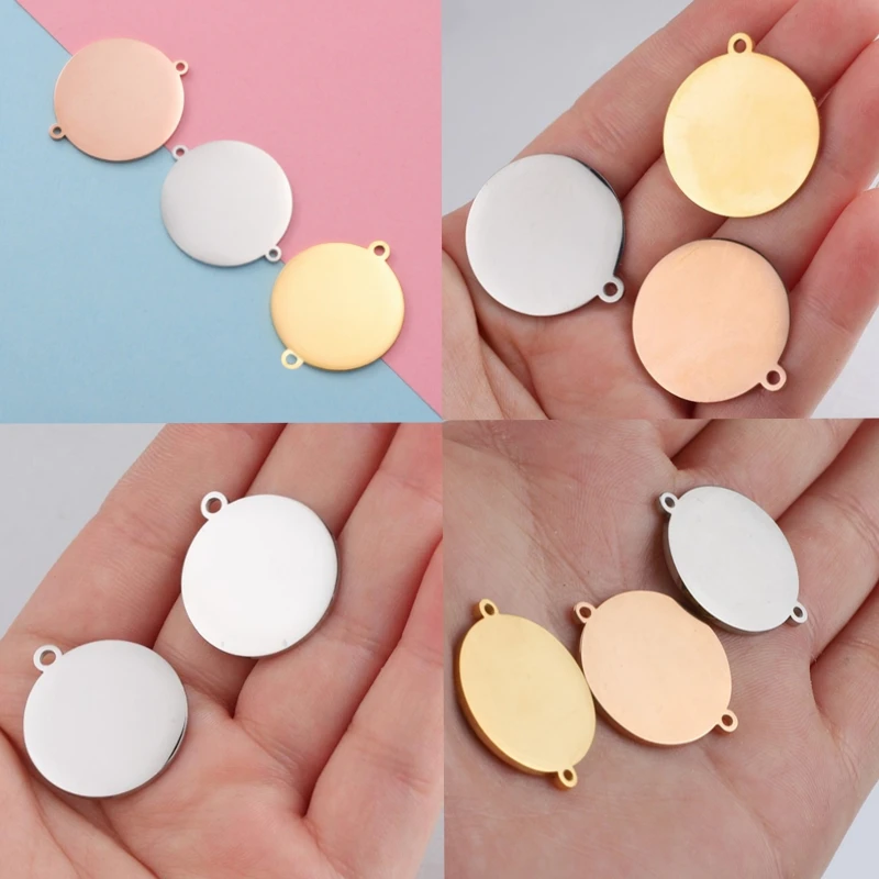 

New Wholesale 20piece/lot Size 15 20 25mm Mirror Polished Rose Gold Color Stainless Steel Round Discs Stamping Blanks For DIY