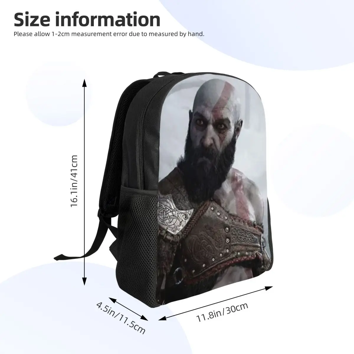 Skull Kratos God Of War กระเป๋าเป้สะพายหลังนักเรียนโรงเรียนกระเป๋าเดินป่า Daypack สําหรับชายหญิงแฟชั่น Bookbag ไหล่กระเป๋า