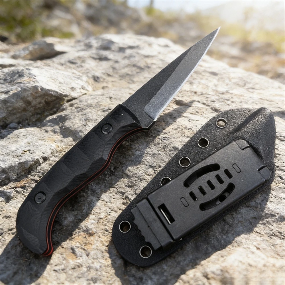 多機能edc固定刃ナイフ-8cr13movブレード-g10ハンドル-ワイルドネス-タクティカル-ハンティング-アウトドアナイフ（シース付き）