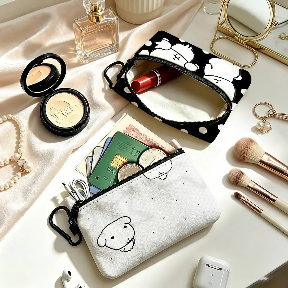 CARTOON Ganadi Lightweight  Portable Mini Oxford Cloth Coin Purse With Carabiner Hook Zipper Key Card Earphone Storage Wallet