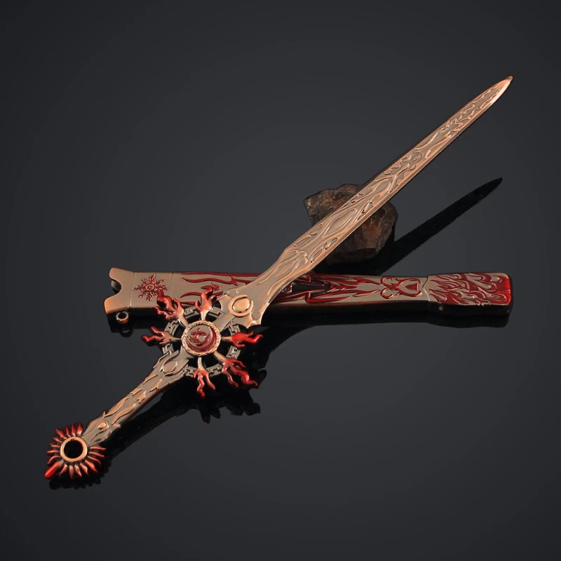 30ซม./11.81inอะนิเมะอุปกรณ์ต่อพ่วงGolden Lightหุ่นแสดงอายุดาบอาวุธโลหะคอลเลกชันตกแต่งPropsเครื่องประดับของเล่น