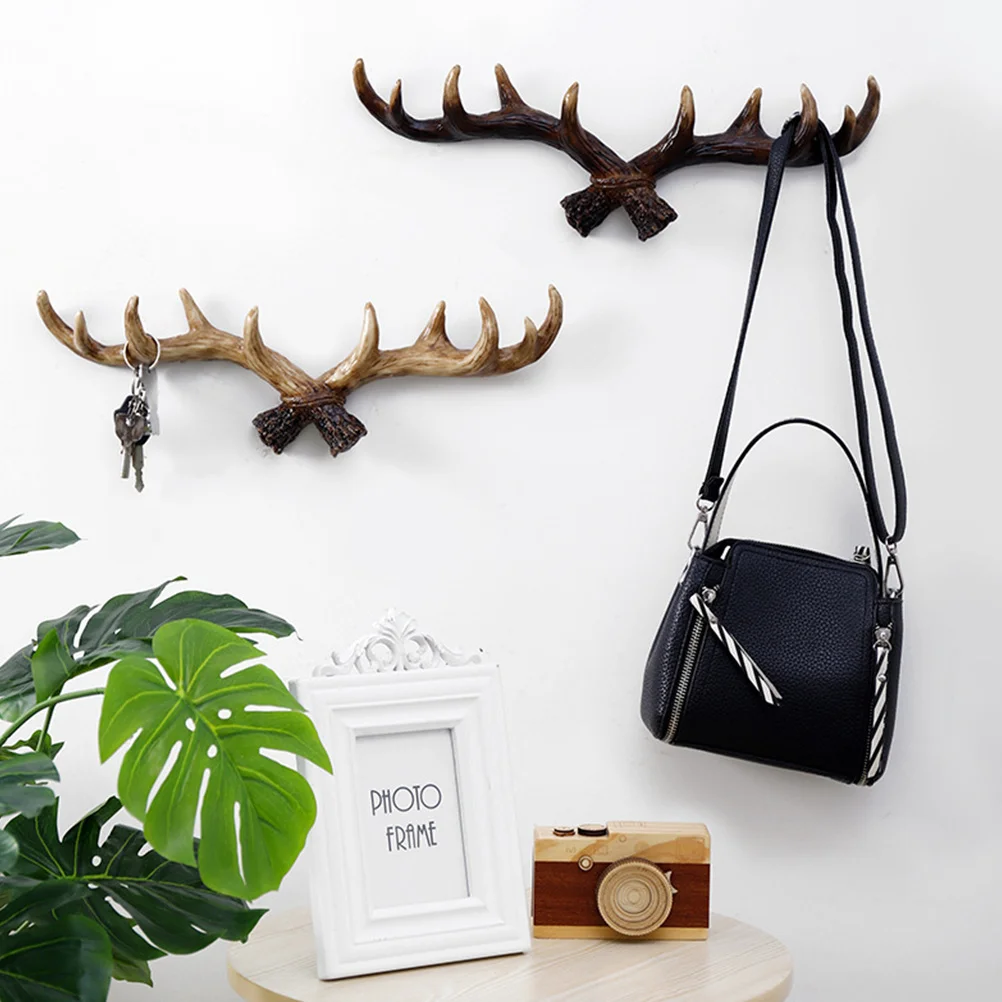

1pc Resin Antler Hook For Coats Hats Keys Towels Decorative Hanger Mount Living Room Bedroom Game Room Storage Organizer Hook