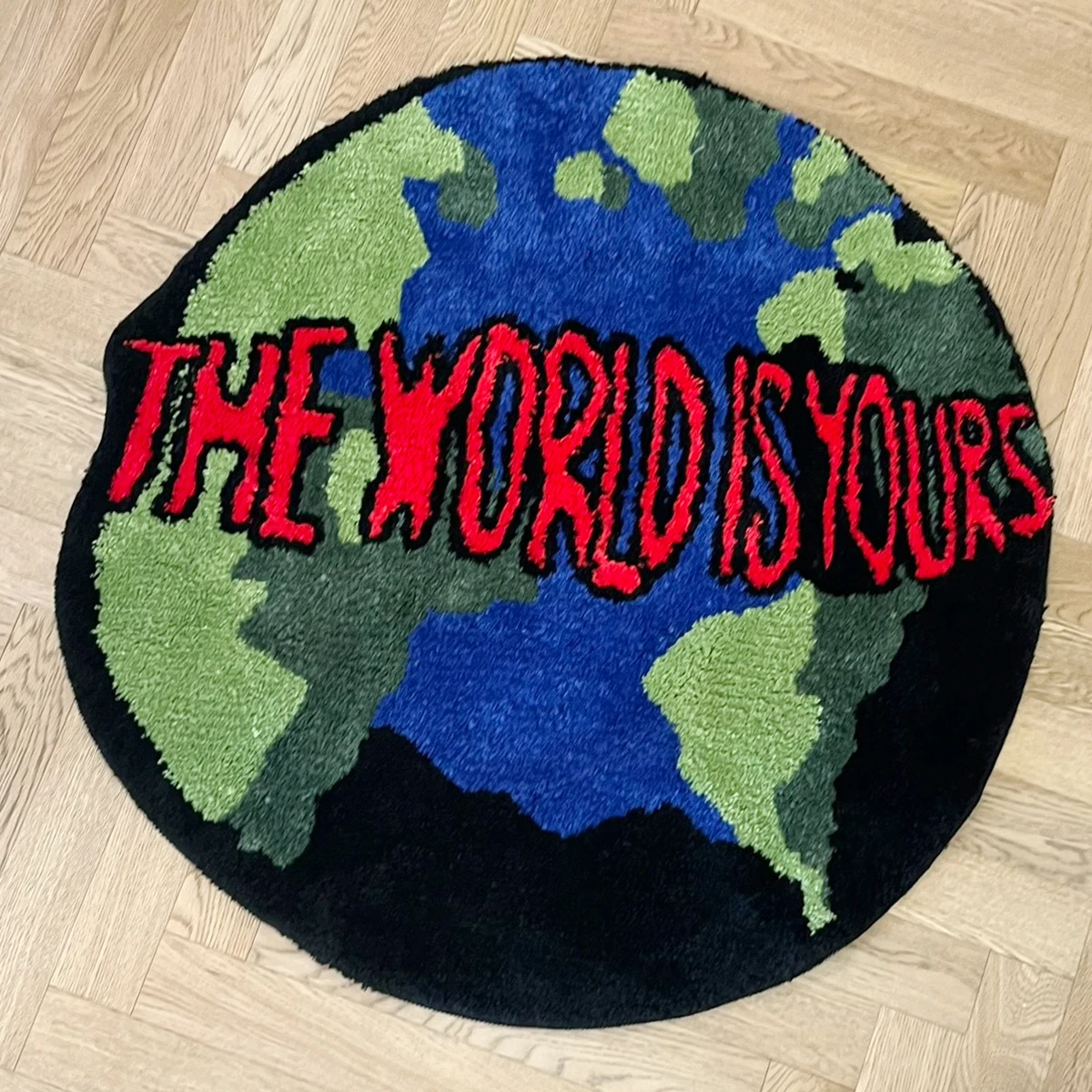 Tufting Earth Bathroom Mat Cartoon Bedrooom Rug Living Room Carpet Soft Bedside Floor Pad Aesthetic Home Decor 65X62 CM