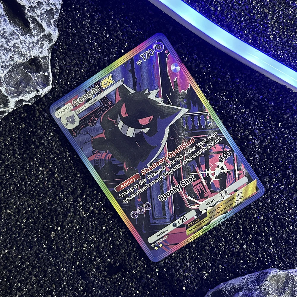 Diy ptcg coleção cartões gengar cartão de energia genética flash grosso colorself madesingle cartão clássico cartão de jogo presente