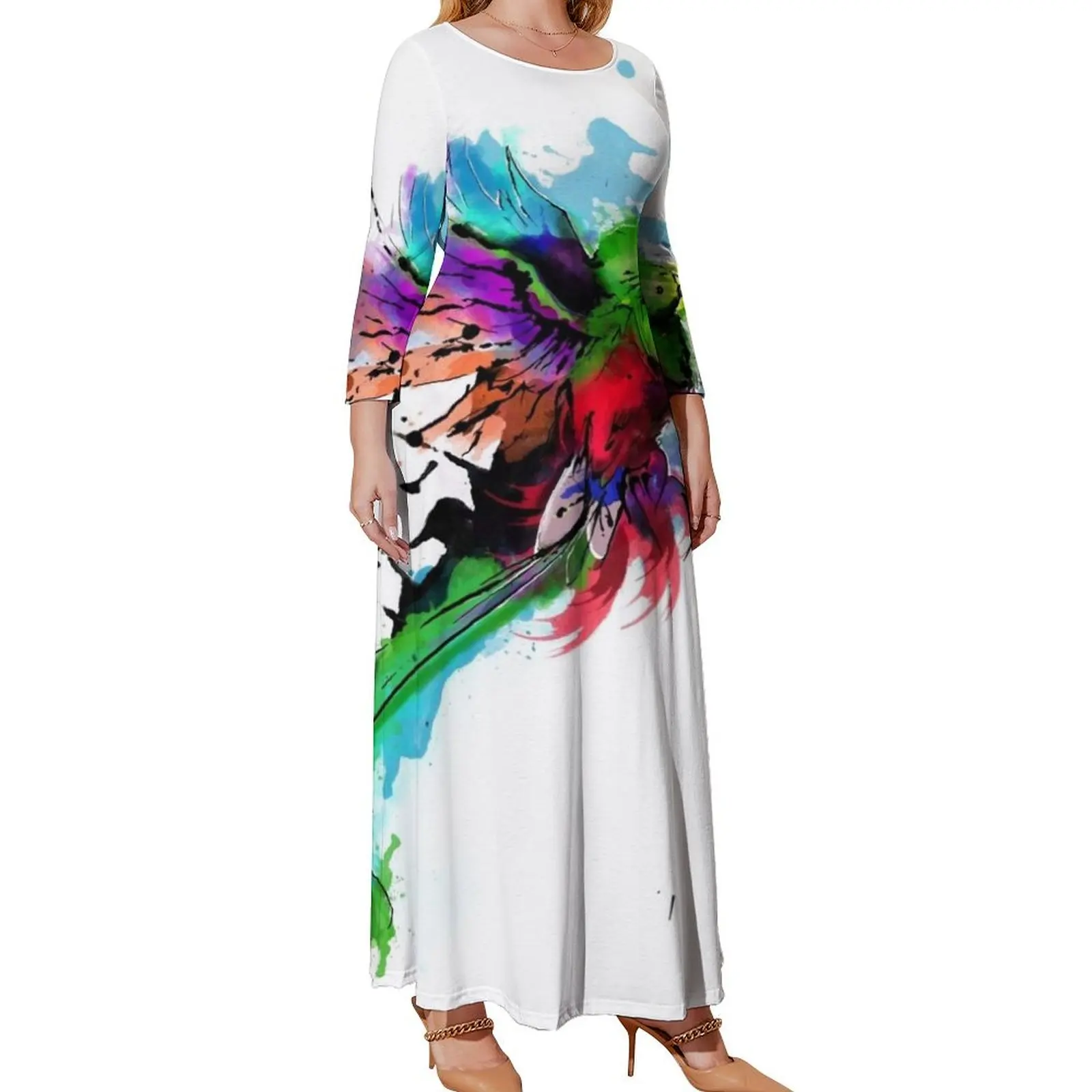 

WaterColor Quetzal from Guatemala Long Sleeved Dress dress women summer luxury woman evening dress