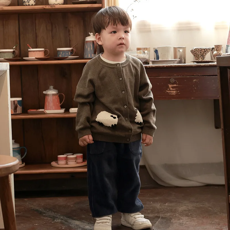 

Children's animal embroidery tops cardigans 2025 Fall/Winter Models for Boys Girls Baby Children's Jackets Sweaters