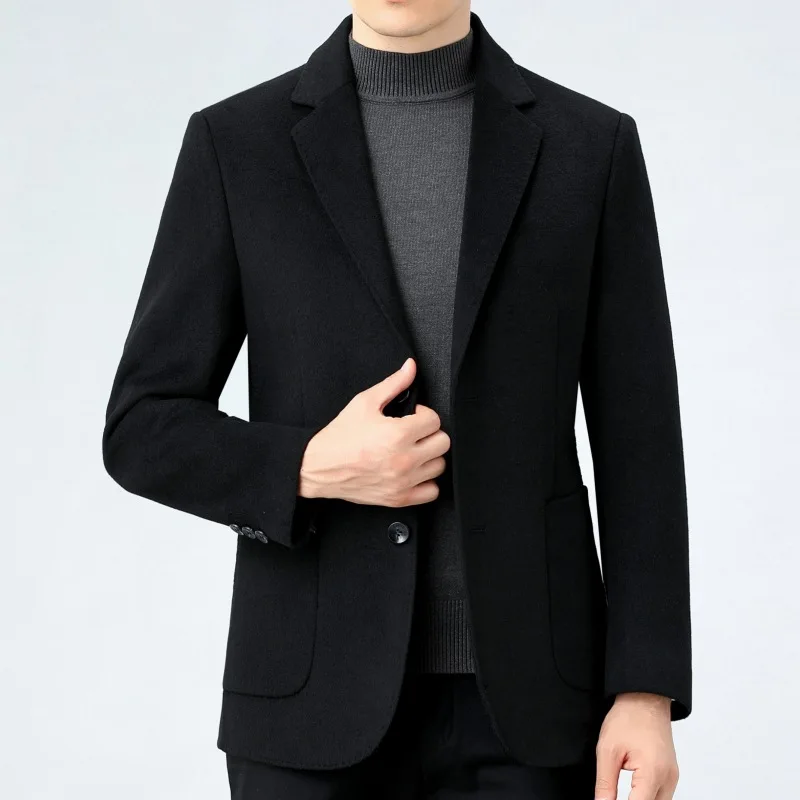 

3-A245 Winter New Double-sided Cashmere Suit Men's Middle-aged Dad Wool Jacket High-end Wool Business Casual Suit