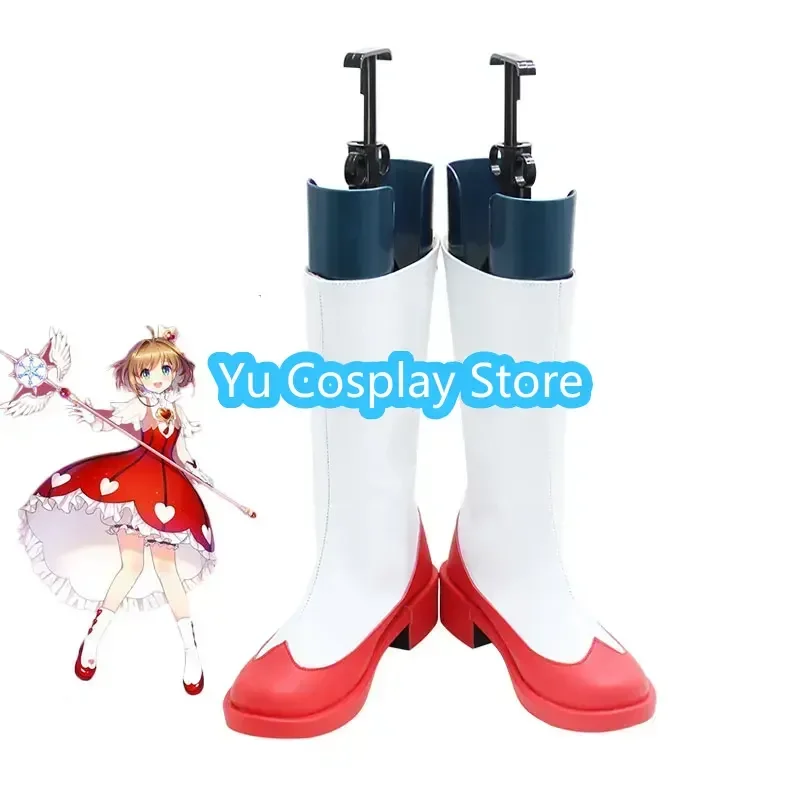 

Yu-Cosplay Red Sakura Cosplay Shoes Anime Card Captor Sakura Cosplay Props PU Shoes Halloween Carnival Boots Custom Made