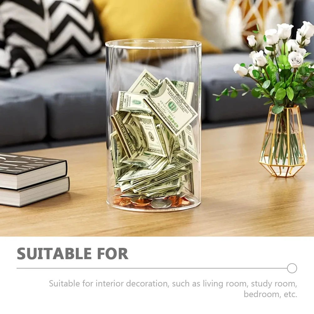 Acryl Spaarpot Helder Transparant Munt Opbergdoos Voor Kinderen Volwassenen Desktop Geldbesparende Pot Thuiskantoor Decoratie