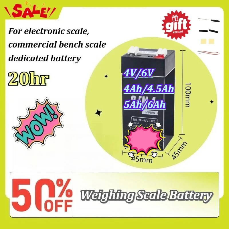 

New 20hr 4V 4Ah 4.5AH 5AH 6AH 6V Li-ion battery Accumulators for electronic scale, commercial bench scale dedicated battery